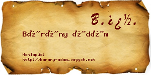 Bárány Ádám névjegykártya