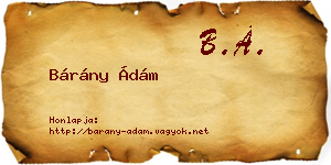 Bárány Ádám névjegykártya